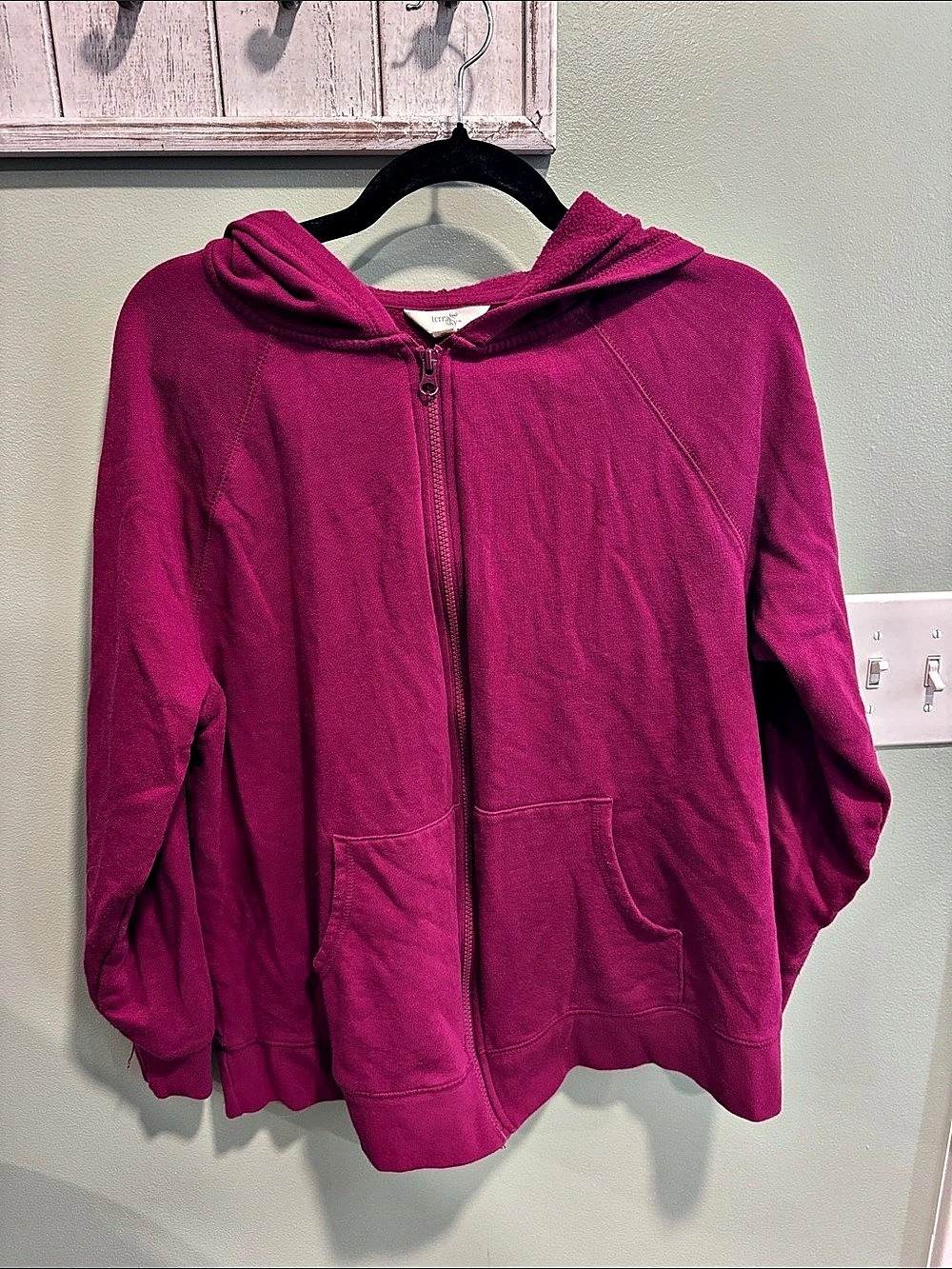 terra & sky Zip Front Hoodie Pink Size 14W 0X